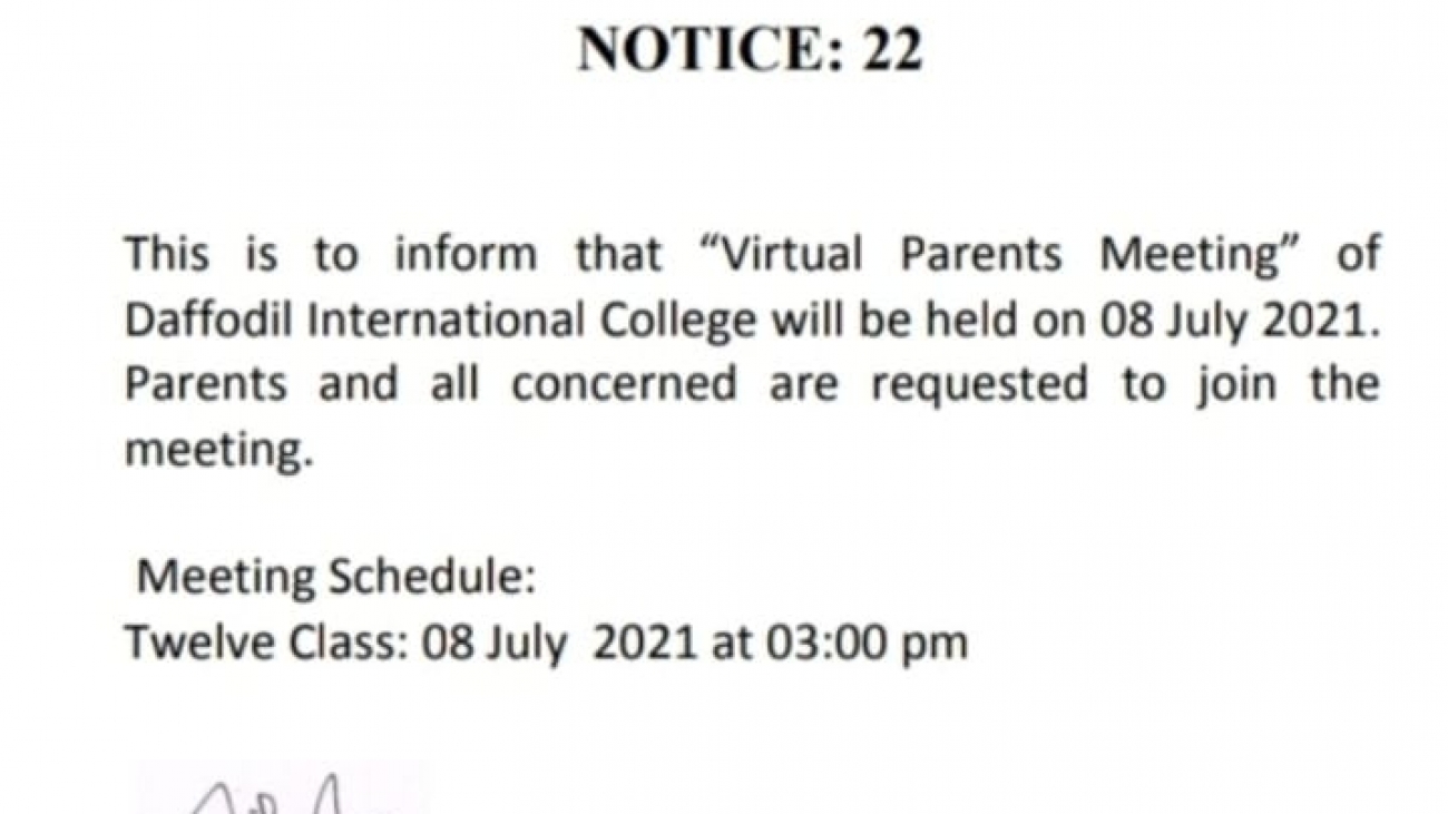 Virtual Parents Meeting Notice